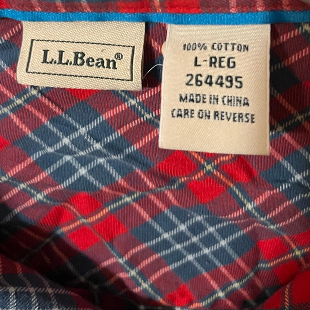 LL Bean red and blue plaid shirt size large - Picture 2 of 3